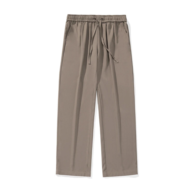 TT Pantalon décontracté pour homme, respirant, taille mi-haute élastique, coupe droite ample, tombé fluide, infroissable, mi-saison